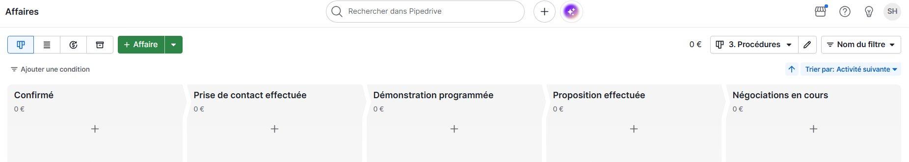 Pipeline Procédures Pipedrive pour le suivi des dossiers longs